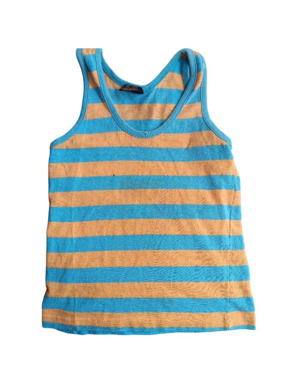 Vintage Boys 6/7 Tank Top 1970's Striped Blue Tan Single Stitch Buttery